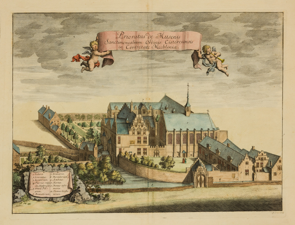 Chorographia Sacra Brabantiae - Museria  Mechliniae - Gravures anciennes originales d'églises, d'abbayes et de monastères dans la province de Brabant au 17ème siècle