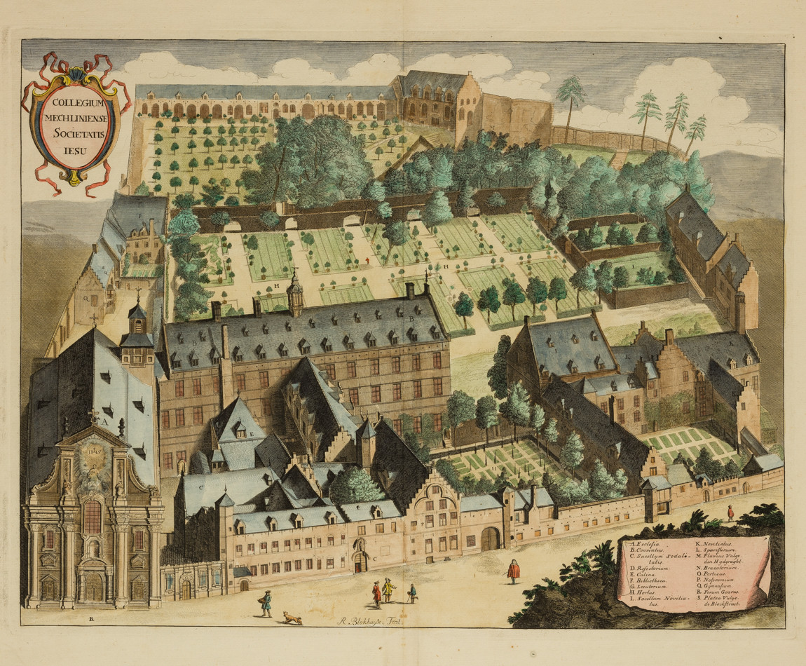 Chorographia Sacra Brabantiae - Jezuïetencollege van Mechelen - Originele antieke gravures van kerken, abdijen en kloosters in de provincie Brabant in de 17e eeuw