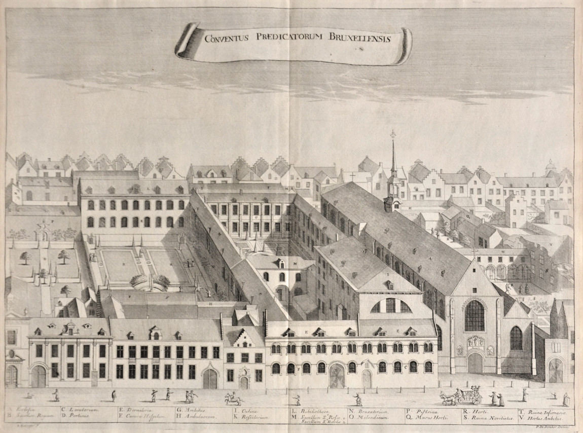 Chorographia Sacra Brabantiae - Dominican Convent in Brussels - Original antique engravings of churches, abbeys and monasteries in the Province of Brabant in the 17th century