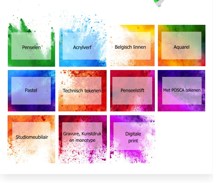 Penselen Acrylverf Aquarel Belgisch linnen Pastel Technisch tekenen Penseelstift Met POSCA tekenen Studiomeubilair Gravure, Kunstdruk en monotype Digitale print