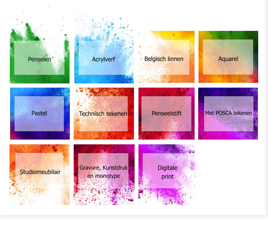 Penselen Acrylverf Aquarel Belgisch linnen Pastel Technisch tekenen Penseelstift Met POSCA tekenen Studiomeubilair Gravure, Kunstdruk en monotype Digitale print