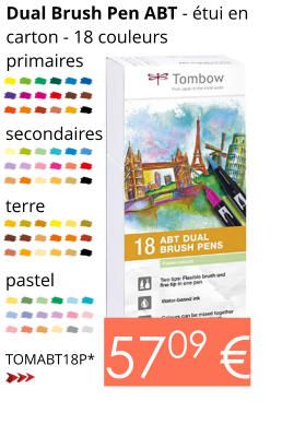 Dual Brush Pen ABT - étui en carton - 18 couleurs primaires  secondaires terre pastel TOMABT18P* 5709 €