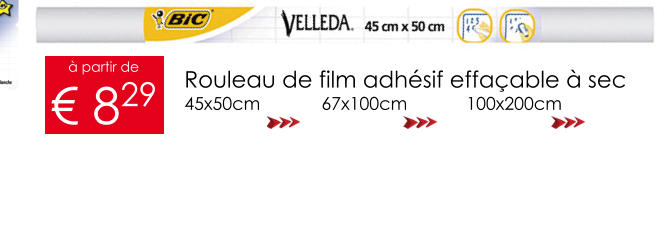 Rouleau de film adhésif effaçable à sec 45x50cm  67x100cm  100x200cm  à partir de € 829