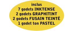 inclus 7 godets INKTENSE 2 godets GRAPHITINT 2 godets FUSAIN TEINTÉ 1 godet ton PASTEL