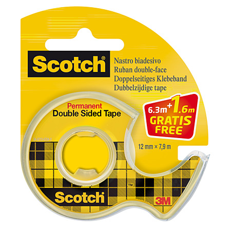 Scotch Double Sided Tape 665 - ruban adhésif double-face avec dérouleur - 12mmx7,9m - sur blister