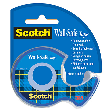 Scotch Wall-Safe - transparante plakband met afroller - 19mmx16.5m