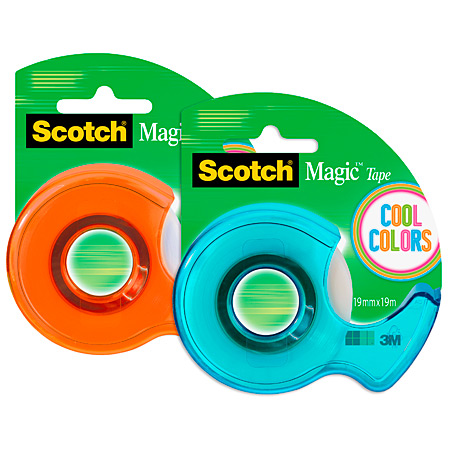 Scotch Magic Tape 810 - Cool Colors - ruban adhésif transparent - 19mmx19m - avec dérouleur coloré (couleurs assorties)