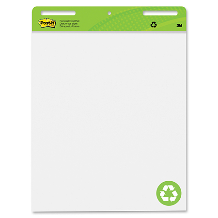 Post-It Meeting Chart Recycled - lot de 2 blocs pour tableau de conférence - 2x30 feuilles adhésives blanches - 63,5x76,2cm