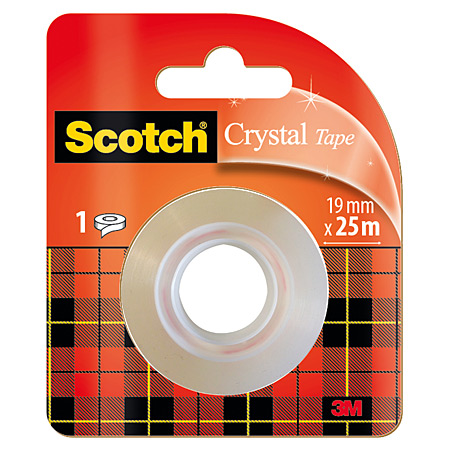 Scotch Crystal Clear Tape 600 - ruban adhésif transparent invisible - 19mmx25m - sur carte