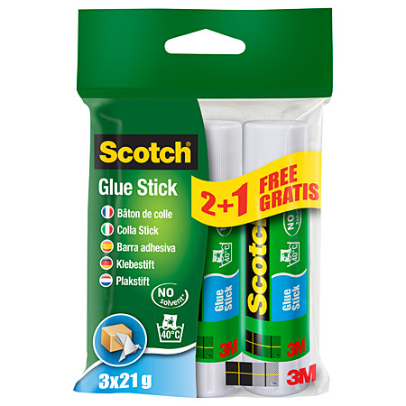 Scotch Solvent free glue stick - 21g - pack 2+1 free