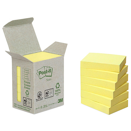 Post-It Recycled Notes - bloc de feuillets adhésifs - jaune canari