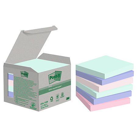 Post-It Recycled Notes - memoblok met zelfklevende blaadjes - kleuren