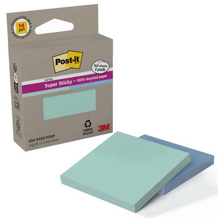 Post-It Super Sticky Recycled Notes - memoblok met zelfklevende blaadjes