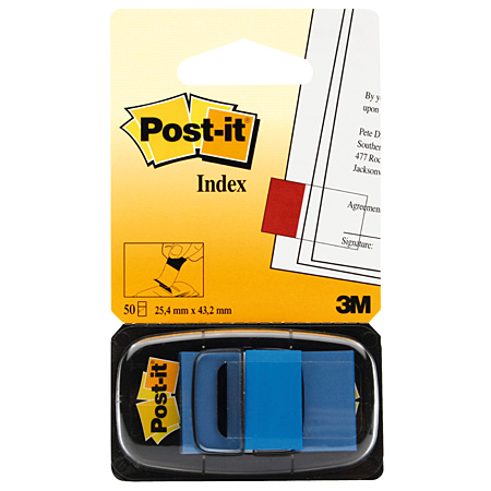 Post-It Index Standard - 50 onglets colorés adhésifs - avec distributeur - 25x43mm