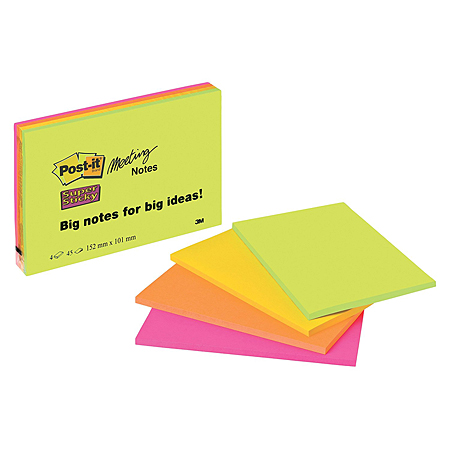 Post-It Meeting Notes - 4 pads of 45 sheets - 14,9x20cm