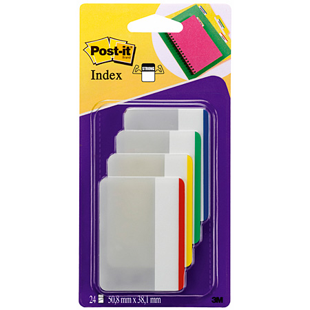 Post-It Index - set of 4x6 adhesive coloured tabs - durable - 38x50mm