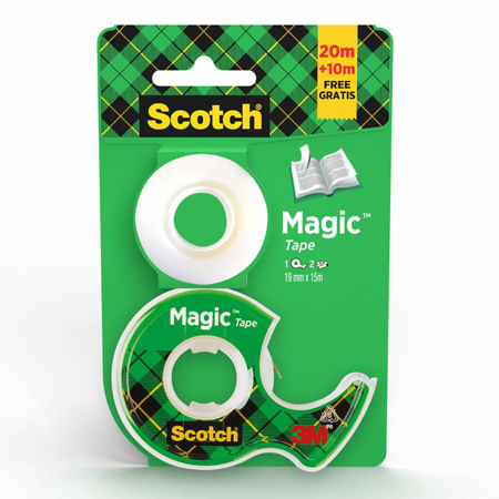 Scotch Magic Tape 810 - transparante plakband met afroller - 19mm x 15m + vulling 10m