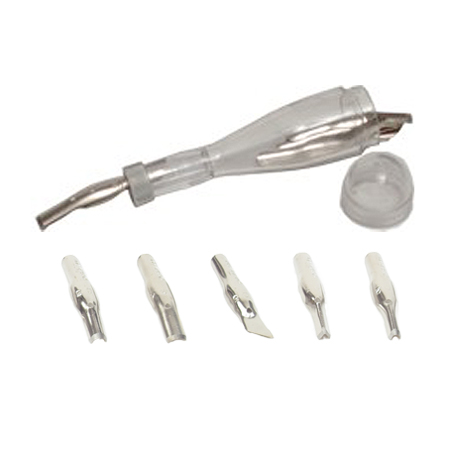 Abig Set de 5 lames pour lino & 1 manche en plastique transparent - modèle économique