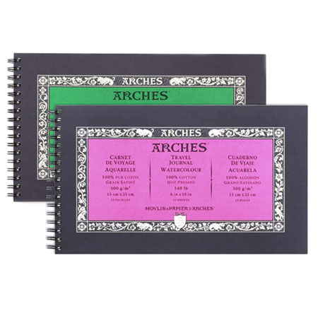 Arches Travel Journal - aquarelblok met spiraal - 15 vellen 100% katoen - 300gr/m² - 25x15cm