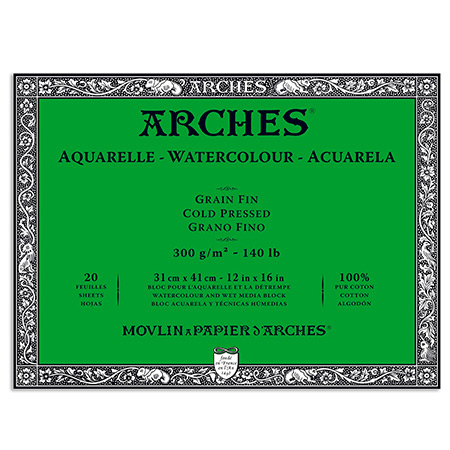 Arches Watercolour pad -sheets 100% cotton - glued on 4 sides - cold pressed