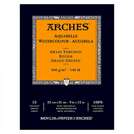 Arches Bloc aquarelle - 12 feuilles 100% coton - collé 1 côté - grain torchon