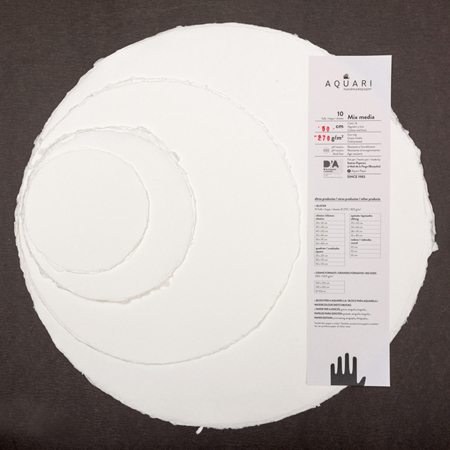 Aquari Mixed Media - 10 sheets pack - round - cold pressed - white - deckled edges
