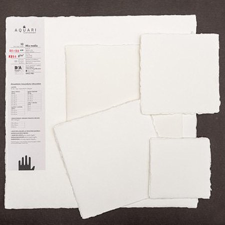 Aquari Mixed Media - pack of 10 sheets - square - cold pressed - white - deckled edges