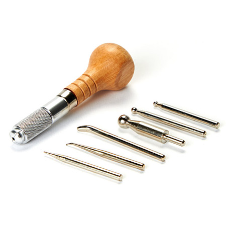 Artools Metal Embossing Kit - 1 wooden handle & 6 assorted points