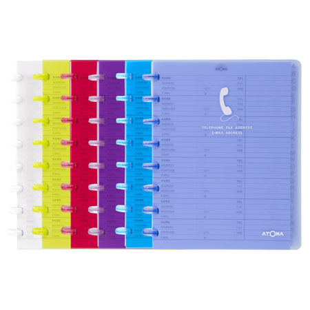 Atoma Fax-E-mail register - transparant PP omslag - 165x215mm - 108 bladzijden - geassorteerde kleuren