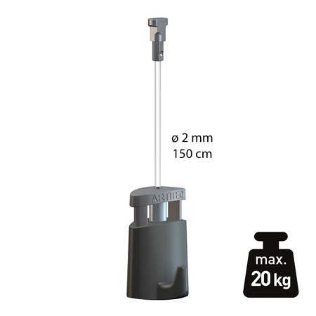 Artiteq Kit Twister - câble de suspension 2mm - perlon 150cm + crochet micro grip - max. 20kg