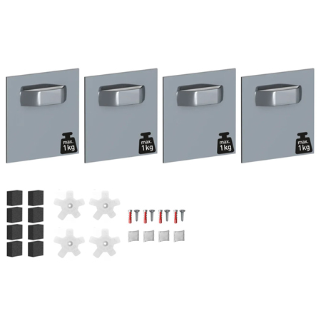 Artiteq Dibond Set - kit de 4 accroches autocollantes en acier & supports de fixation ajustable
