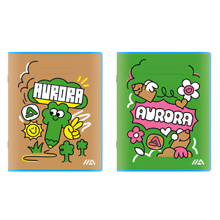 Aurora Kid Cahier de brouillon recyclé - cahier piqué - couverture papier - 200 pages 45g/m² - 16.5x21cm