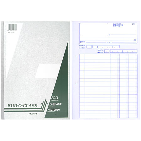 Aurora Bur-O-Class - doorschrijfboek fakturen - 50 bladen in 2 of 3 exemplaren - tweetalig