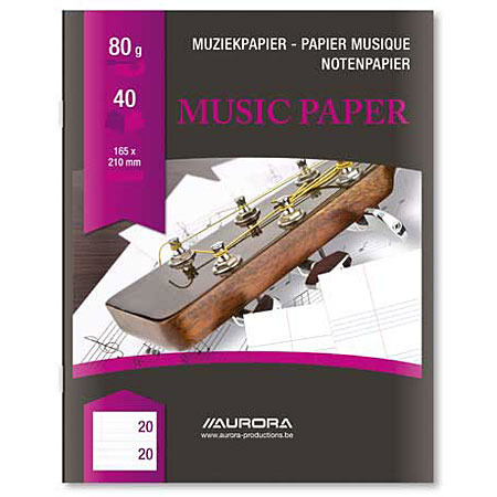Aurora Raphaël - cahier de musique - couverture papier glacé - 40 pages - 16,5x21cm - portées/ligné
