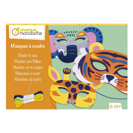 My Mandarine Masques à coudre - kit de couture - animaux de la savane