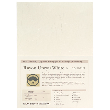 Awagami Rayon Unryu - Fine Art Set - japanese paper 85gr/m² - pack of 12 sheets 21x29,7cm (A4)
