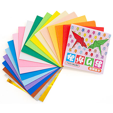 Awagami Origami - japanese paper - 115 assorted coloured sheets - 7.5x7.5cm