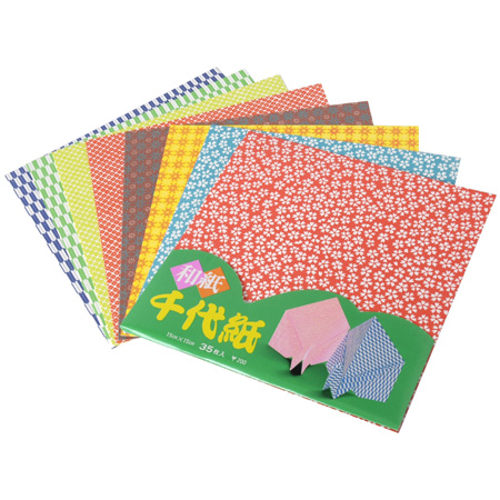 Awagami Chiyogami japanese paper - 35 assorted printed sheets - 15x15cm