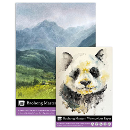 Baohong Masters' Watercolour Paper - bloc aquarelle - feuilles 100% coton - 300g/m² - collé 1 côté