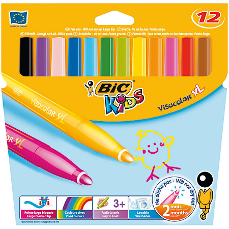 Bic Kids Visacolor XL - kartonnen etui - assortiment van kleurstiften