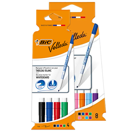 Bic Velleda 1721 - étui en plastique - assortiment de marqueurs effaçables - pointe ronde (1,5mm)