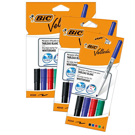 Bic Velleda 1741 - plastieken etui - assortiment van uitwisbare markers - conische punt (1,4mm)