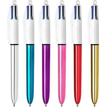 Bic 4Colours Shine - stylo-bille rétractable à 4 couleurs - rechargeable - pointe moyenne