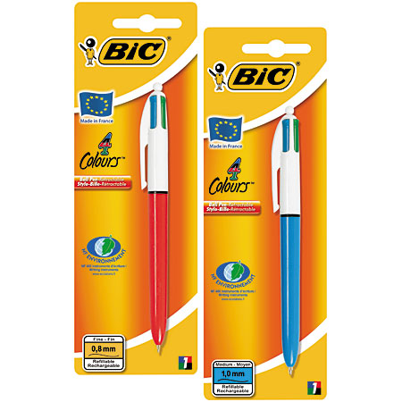Bic 4Colours - stylo-bille rétractable à 4 couleurs - sous coque