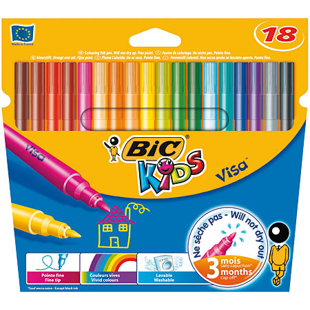 Bic Kids Visa - étui en carton - assortiment de feutres de coloriage