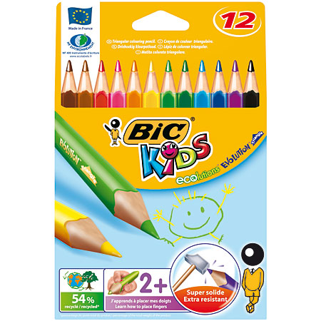 Bic Kids Ecolutions Evolution Triangle - card box - 12 assorted colour pencils