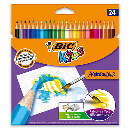 Bic Kids Aquacouleur - card box - assorted watersoluble coloured pencils