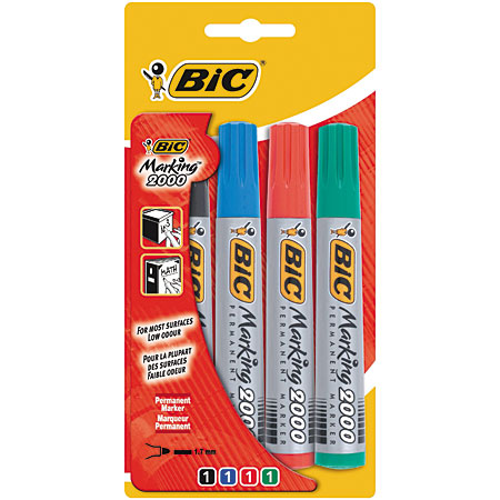 Bic Marking 2000 - 4 assorted permanent markers - bullet tip (1,7mm)