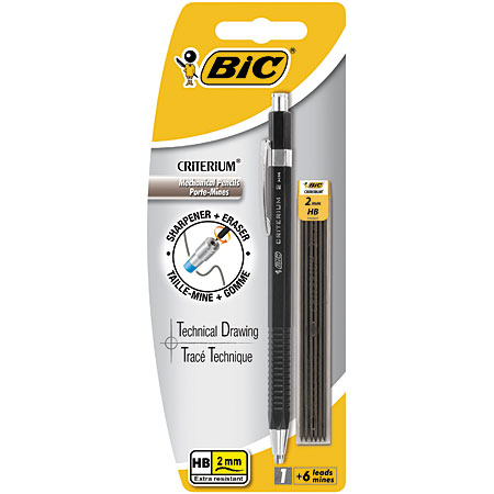 Bic Criterium - set of 1 propelling pencil + 6 graphite leads - 2mm