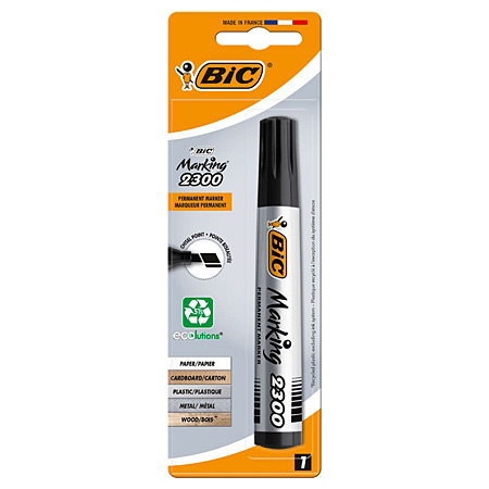 Bic Marking 2300 - permanent marker - schuine punt 3.7/5.5mm - zwart - op blister